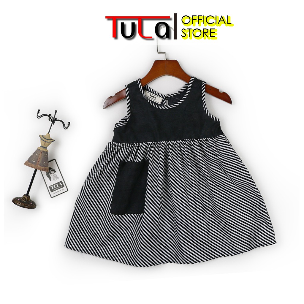 Váy Đầm Bé Gái Phối Màu Đáng Yêu Vải Thô Hàn Quốc