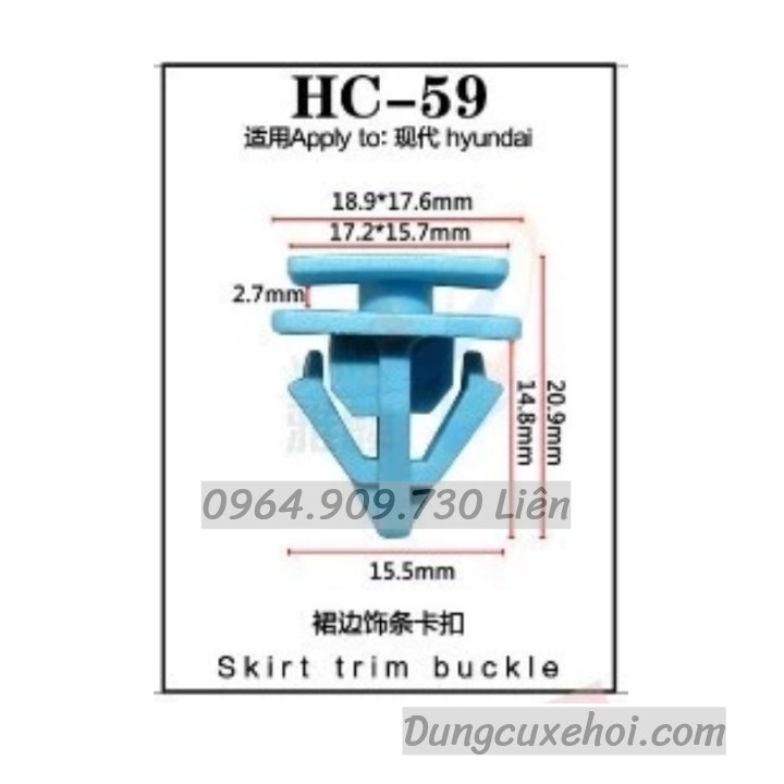 Bộ 20 đinh tán, chốt vít nở vit Nhựa Loại 1 cho xe hơi ô tô hyundai Nhựa Nylon Polyme AHC59