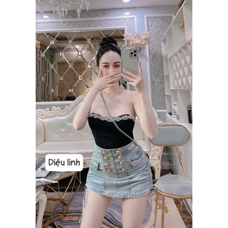 Áo 2 dây cúp ngực viền đính đá