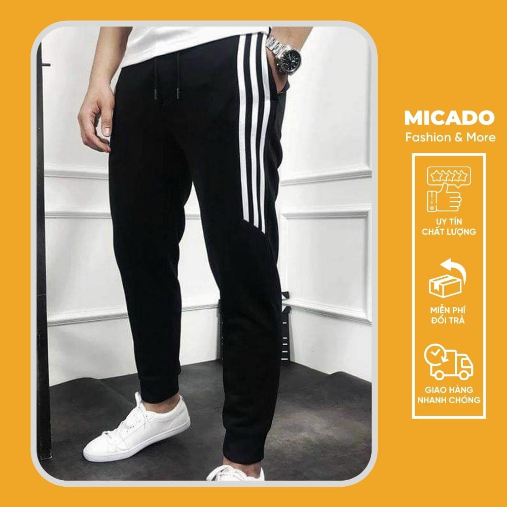 Quần dài thể thao nam Jogger 3 sọc lửng ống bo trẻ trung năng động Micado