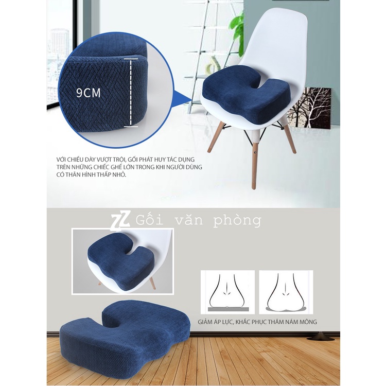 Gối lót mông, nệm ngồi ghế văn phòng cao su non siêu dày ZURIPILLOW