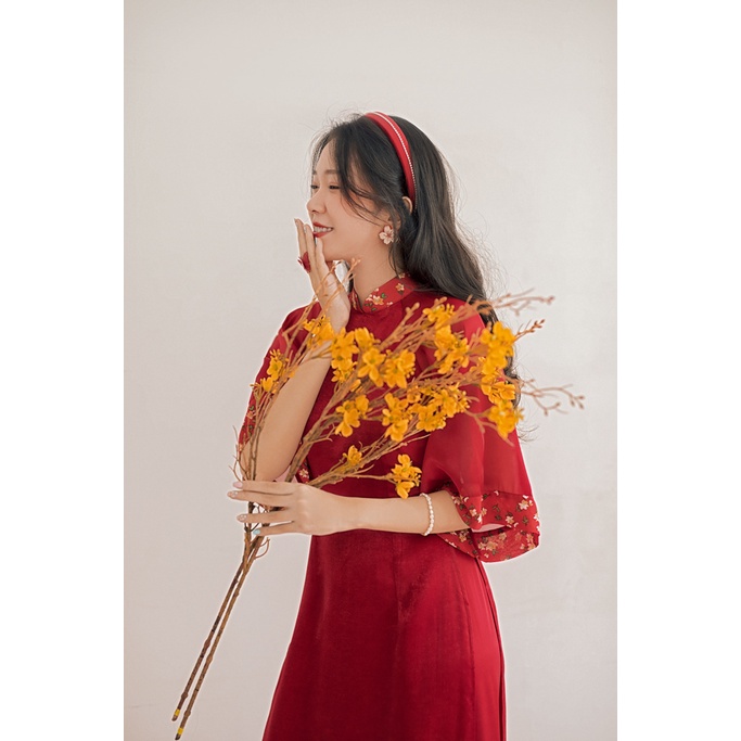 Sumire Store Áo dài Bách Hoa Xuân - Đỏ hoa đỏ