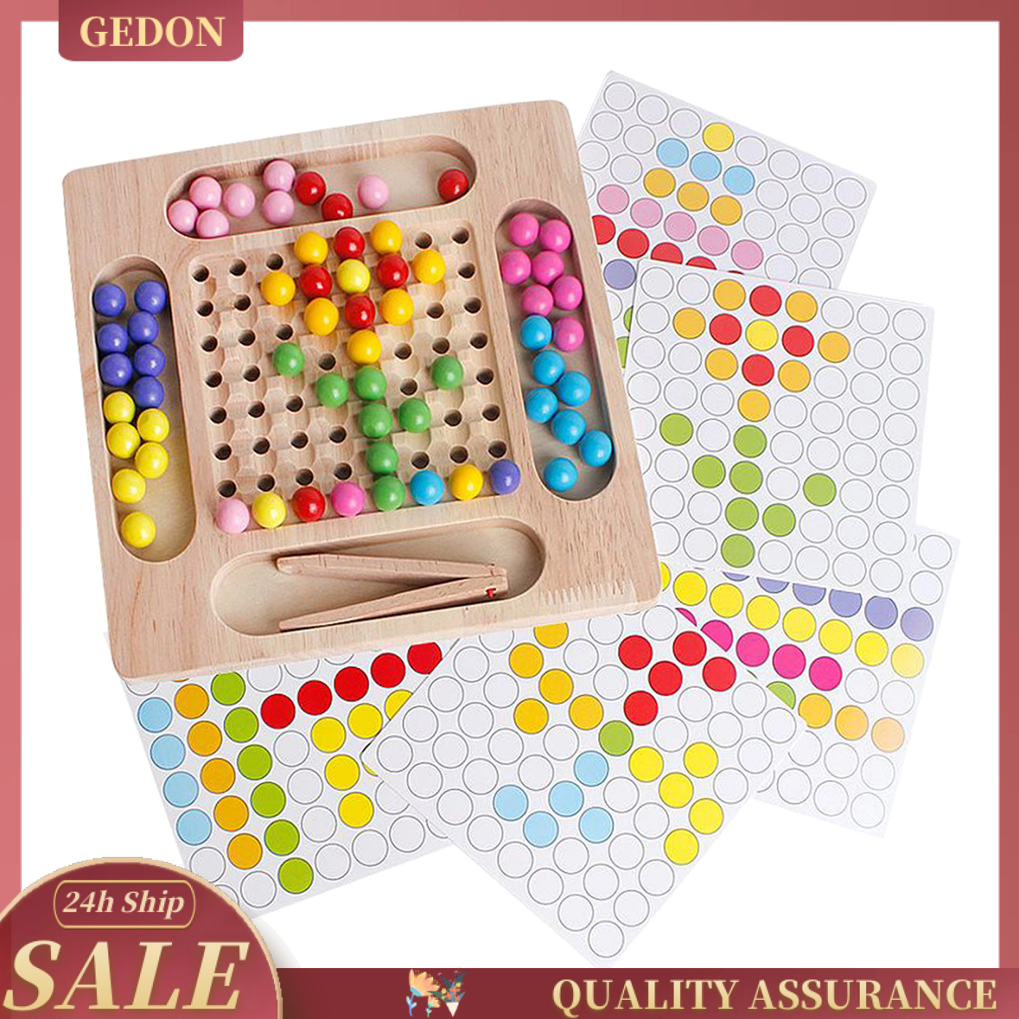 Wooden Puzzle Counting Sorting Stacking Art Clip Beads Game Early Educational Hand-Eye Coordination Brain Training Solution