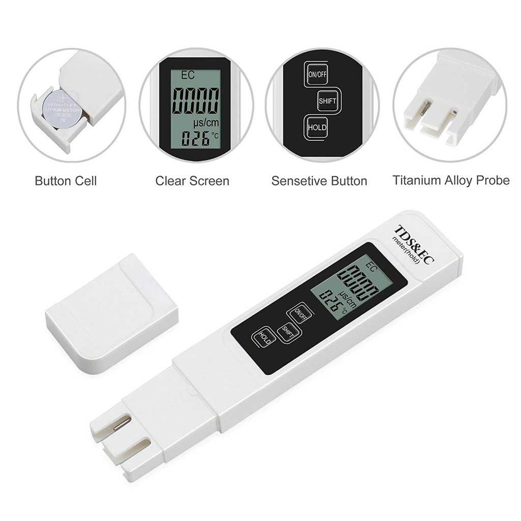 Bút đo TDS 3 trong 1, Máy đo TDS, thử nước sạch loại tốt, chuyên kiểm tra chất lượng nước