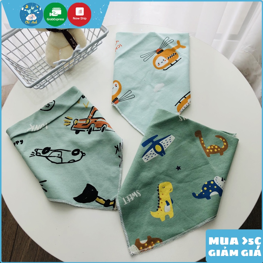 Yếm cotton cho bé 2 cúc bấm, yếm cotton 2 lớp, yếm tam giác cho bé trai, yếm tam giác cho bé gái, yếm sơ sinh cho bé