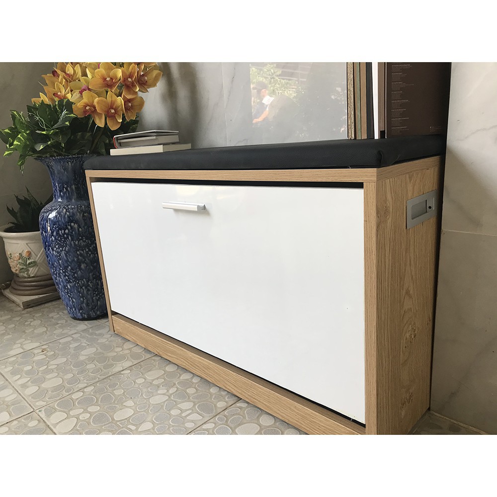 [𝐓𝐮̉ 𝐋𝐨̛́𝐧] Tủ Giày Dép Gỗ Thông Minh Có Ghế Ngồi Da, Cánh Lật Tiện Lợi, Hàng CAO CẤP Có Bảo Hành