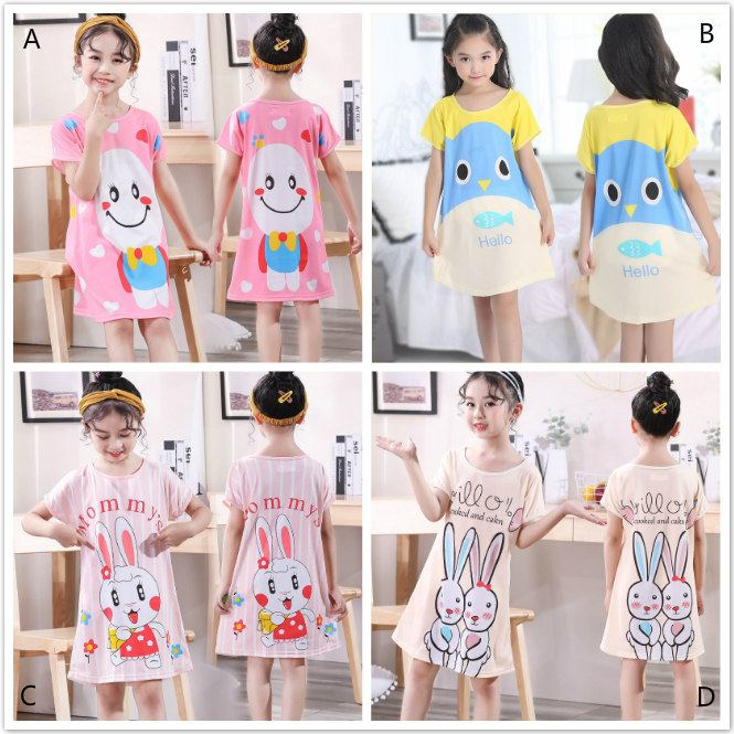 Đầm Ngủ Tay Ngắn Họa Tiết Hoạt Hình Dễ Thương Thời Trang Cho Bé Gái