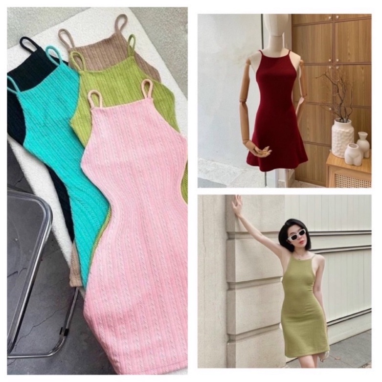 Đầm Yếm body hai dây mảnh A  giãn tốt.
