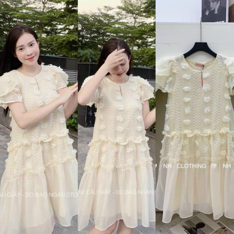 Váy Bầu Hàng thiết kế siêu xinh,ảnh thật cận chất ,kiểu dáng tiểu thư,phù hợp mặc dự tiệc ,freesize 43-70kg VB36