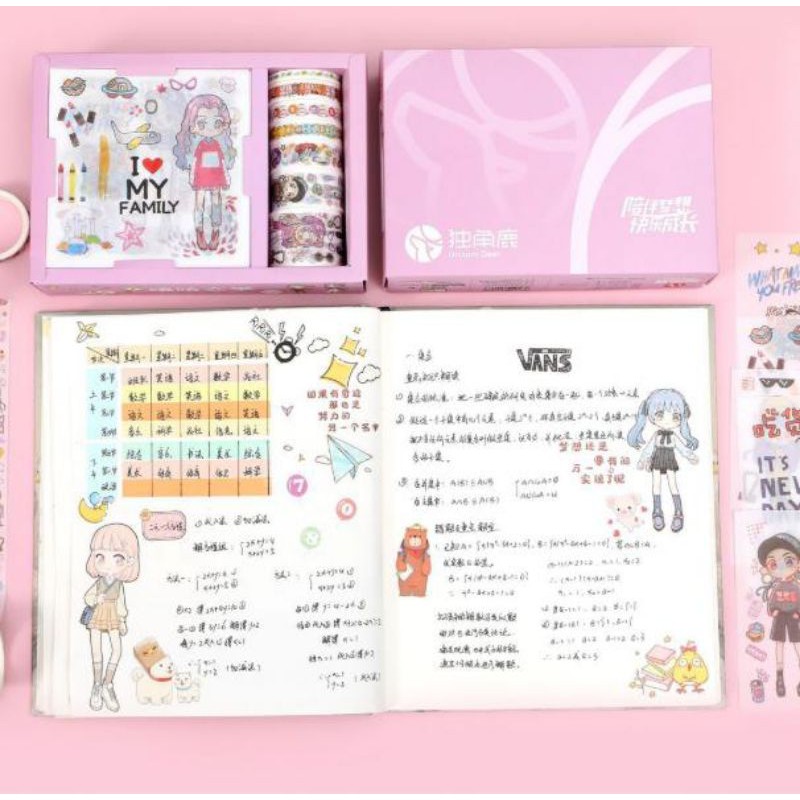 Set băng dính Washi sticker siêu cute - Washi Tape dễ thương trang trí sổ, vở, quà tặng - Băng dính họa tiết hoạt hình