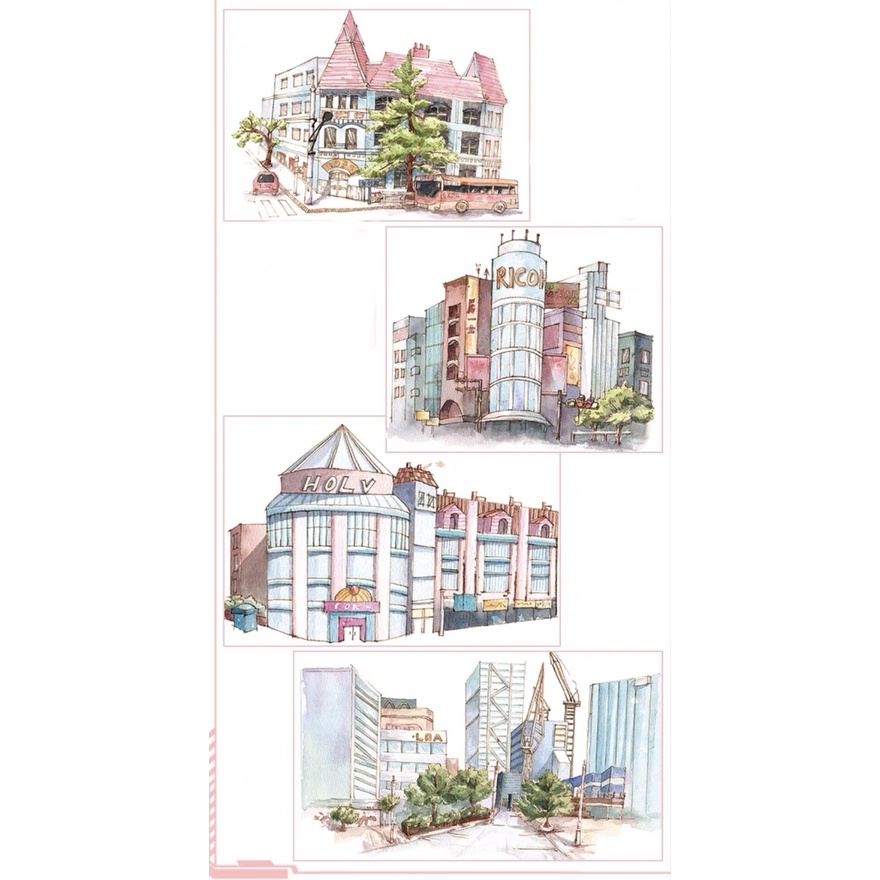 Băng keo dán washitape chủ đề đường phố dùng trang trí sổ, bàn học, sổ tay, chiết theo chu kỳ sản phẩm
