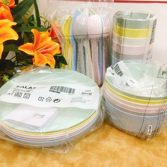BỘ LY CHÉN ĐĨA MUỖNG NĨA NHỰA IKEA