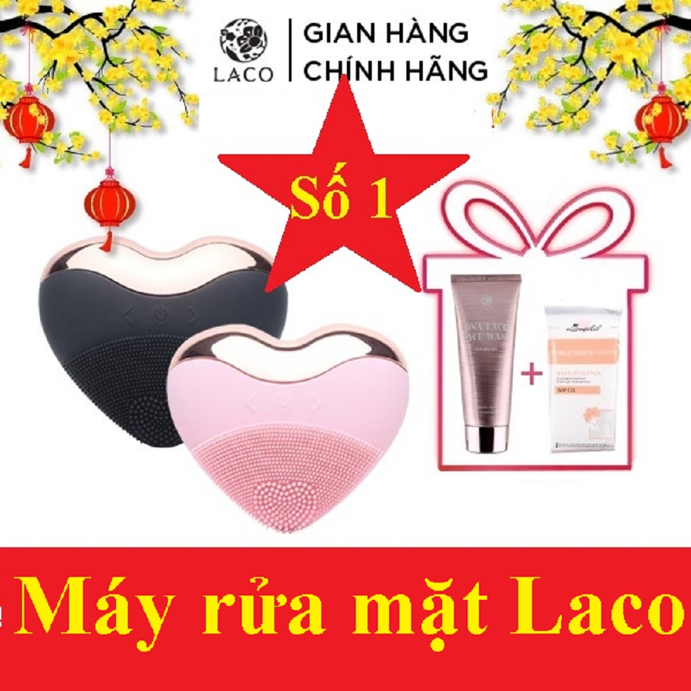 Máy rửa mặt Laco Luxury, chính hãng bảo hành 12 tháng, [son,bông tẩy trang]