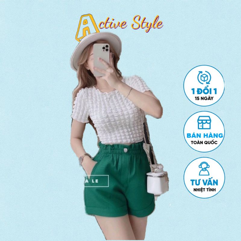 Áo croptop xốp cổ tròn, mẫu ô vuông nổi siêu xinh hottrend, chất vải xốp đẹp, Size: <50kg