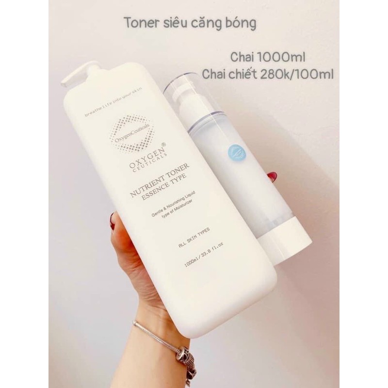 Toner Oxygen cấp ẩm da căng bóng - chai chiết 100ml