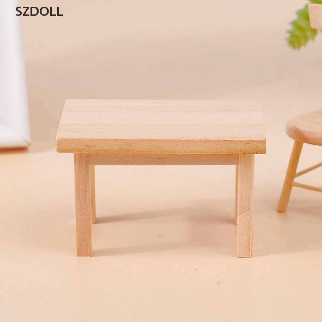 Mô hình bàn gỗ mini trang trí nhà búp bê tỉ lệ 1:12