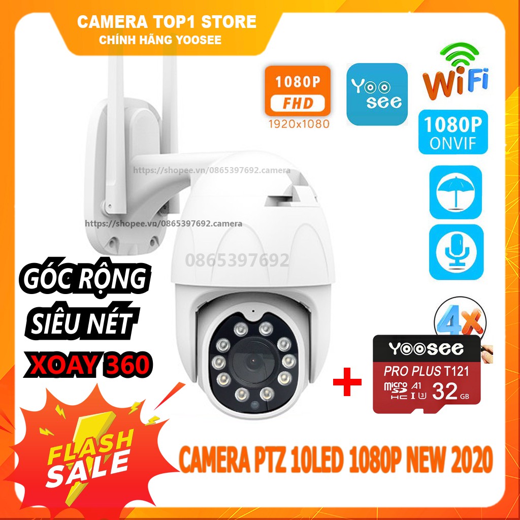 CAMERA NGOÀI TRỜI PTZ 10LED 1080P XOAY 360 MẪU MỚI