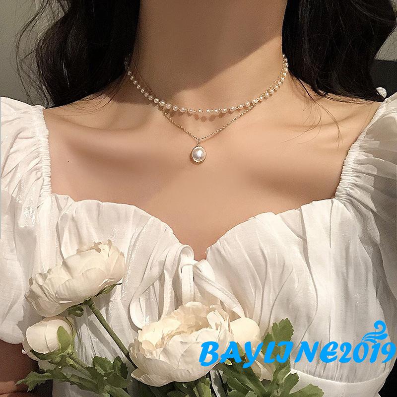 Vòng cổ Nhiều Lớp Đính Ngọc Trai Nhân Tạo Thời Trang Cho Nữ
