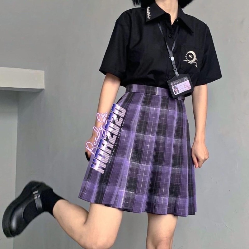 Jk Chân váy màu tím phong cách Nhật Bản/ hãng  nại nại nại