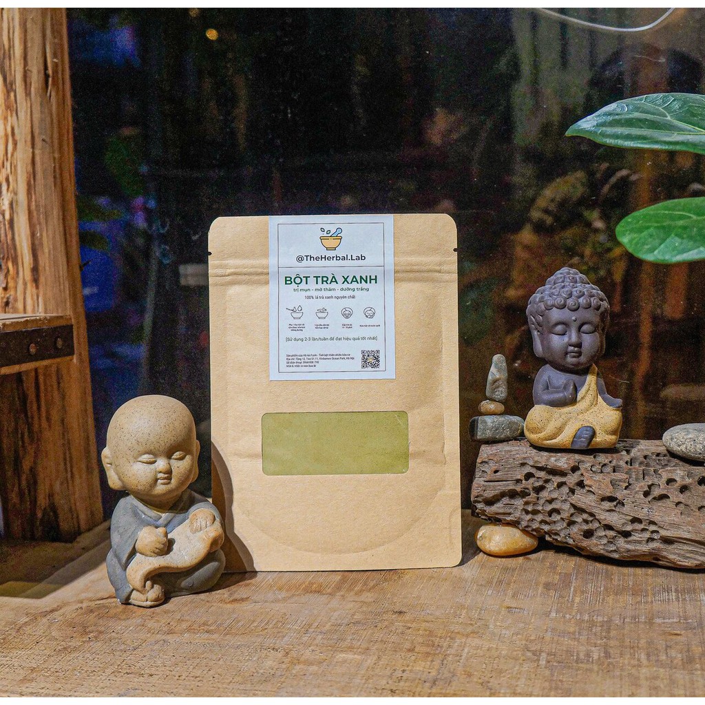 Bột Trà xanh nguyên chất HANDMADE + tặng bộ dụng cụ đắp mặt