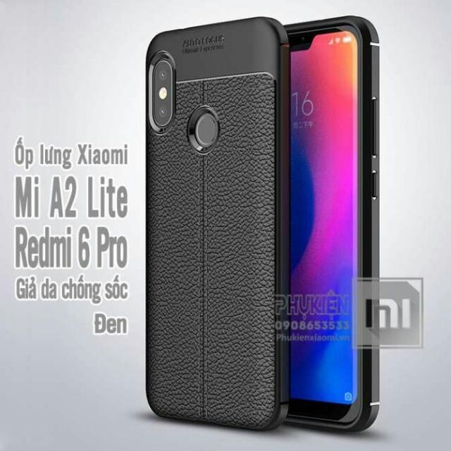 Ốp lưng dẻo Auto focus cho Xiaomi Redmi 6 Pro/ Mi A2 lite vân da chống sốc