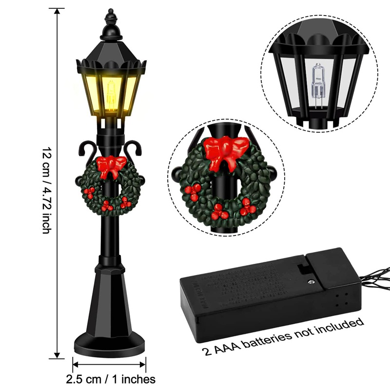 Set 4 đèn đường mini trang trí nhà búp bê