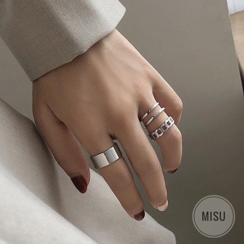 [Rẻ vô địch] Bộ 3 Nhẫn Hở PC Unisex, Basic, Phong Cách Hiphop Thời Trang - Misushop