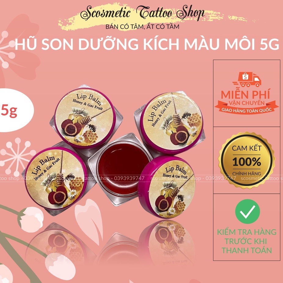 Dưỡng kích màu môi,Son dưỡng đỏ tươi từ gấc triết xuất từ thiên nhiên sau xăm-5g