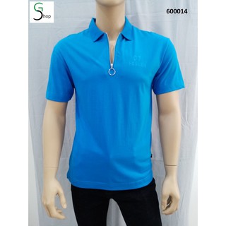 Áo thun nam cổ trụ phối dây kéo, tay ngắn, màu trơn - 600011