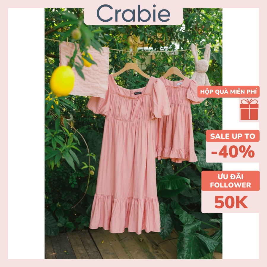 Váy bé gái CRABIE tay bồng xếp li ngực dự tiệc xinh xắn cho bé 3,4,5,6,7,8,9,10 tuổi - Bella Dress - Hồng