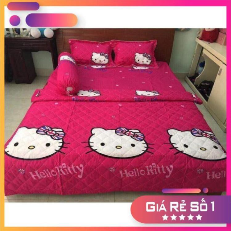 Bộ chăn ra cotton 5 món hello kitty