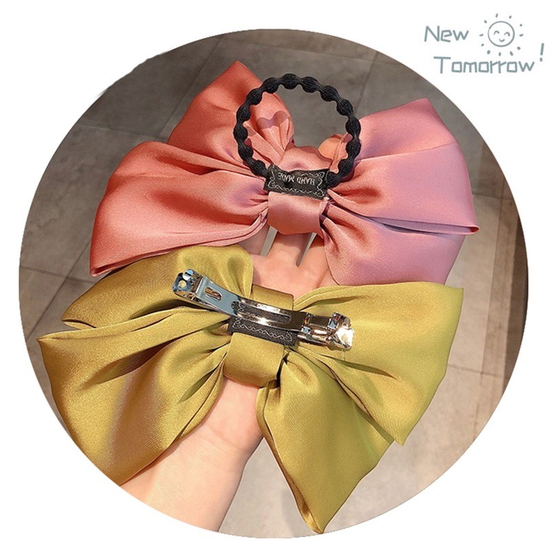 Kẹp Tóc Nơ Lớn Bằng Vải Satin Dễ Thương Thời Trang Cho Nữ