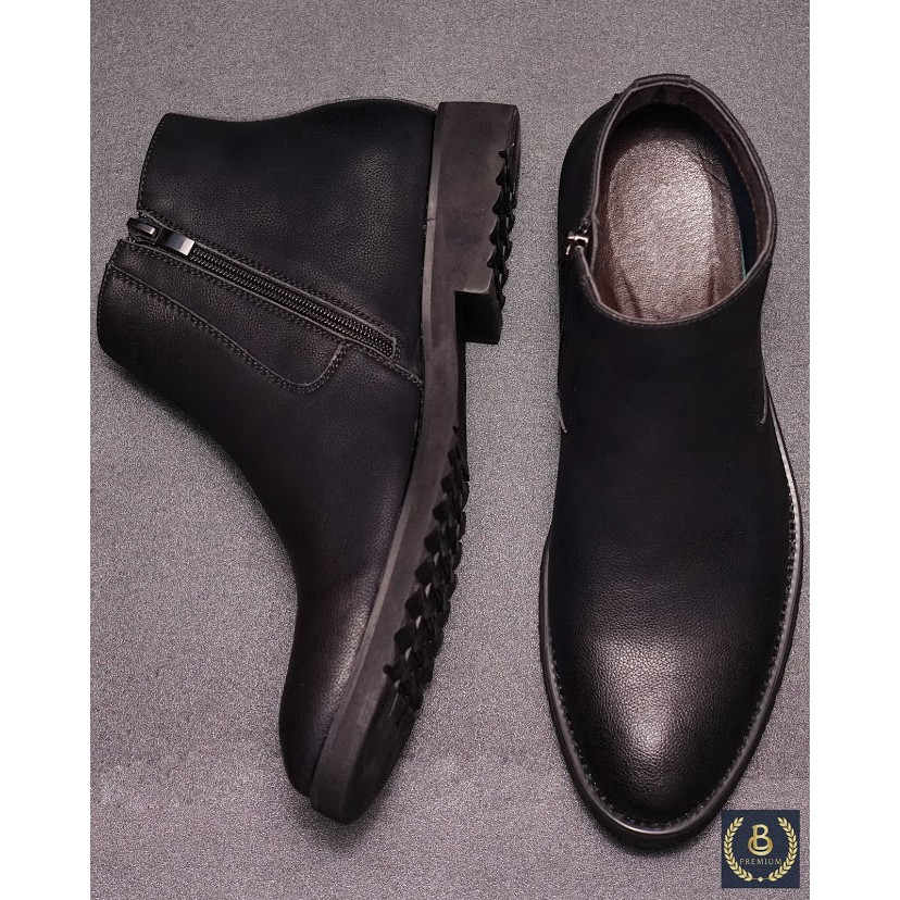 Giày Tây Boots nam cổ lửng Chelsea Boots Zip