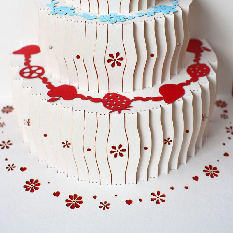 Thiệp mừng sinh nhật theo kiểu 3D có hình bánh kem dạng nổi