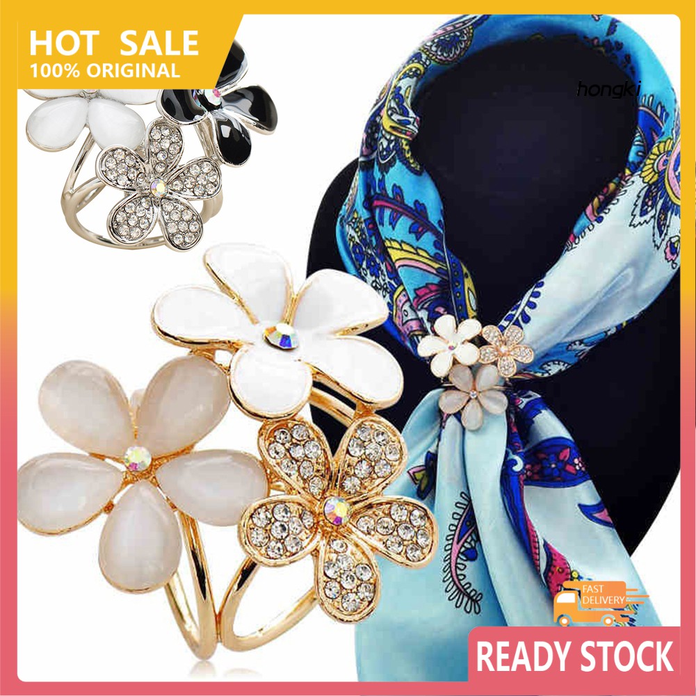 (Hàng Mới Về) Ghim Cài Khăn Choàng Hình Hoa Đính Kim Cương Giả Thời Trang Cho Nữ