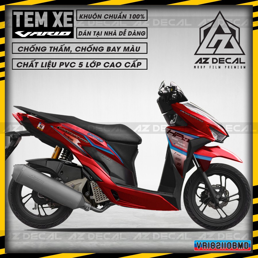 Tem Dán Xe Honda Vario 150 Mẫu BM | VR182110BM | Chất Liệu Decal PVC Cắt Khuôn Sẵn, Chống Thấm Nước