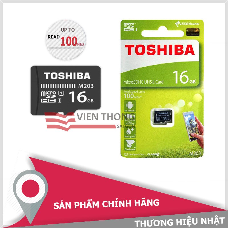 Thẻ nhớ MicroSDHC Toshiba M203 UHS-I U1 16GB 100MB/s (Đen) | BigBuy360 - bigbuy360.vn