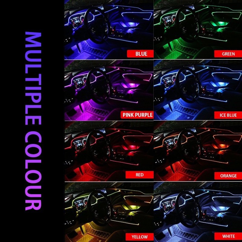 BLALION Bộ dây đèn LED RGB chiếu sáng cho xe hơi kích thước 2/4/6m điều khiển qua App