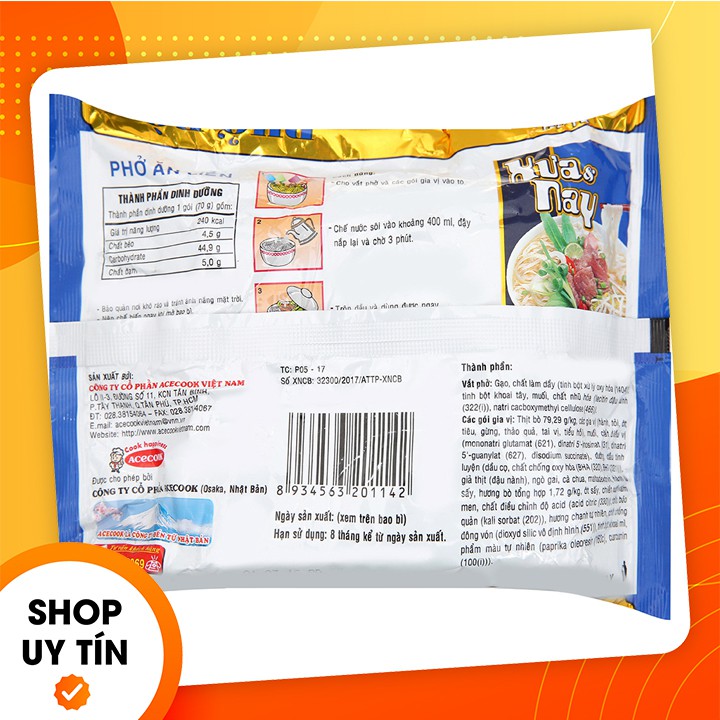 [ HSD DÀI ] Phở bò Xưa và Nay gói 70g - Công Ty Thực Phẩm SibMart - SF0059 | BigBuy360 - bigbuy360.vn