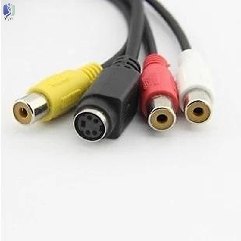 Yy VGA SVGA to S-Video 3 RCA AV TV Out Cable Adapter Converter for PC Computer Laptop @VN