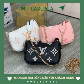 Túi kẹp nách nữ dây xích lasunia lv cá tính atx190