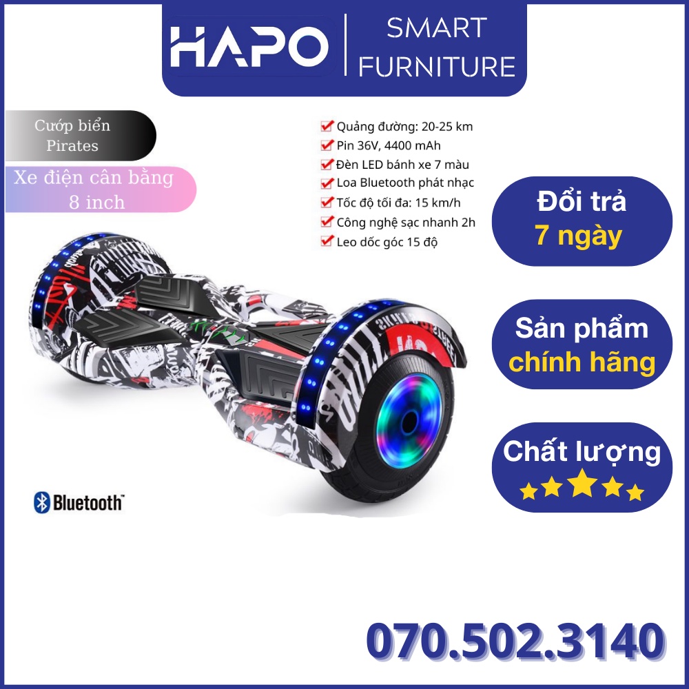 Xe cân bằng điện tự động 8 inch hiện đại, Xe điện thông minh kết nối âm thanh Bluetooth, đèn LED nhấp nháy
