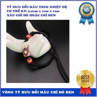 Vòng Tỳ hưu đổi màu theo nhiệt độ size nhỏ 2,2cm xâu chỉ ngân lượng may mắn màu đen