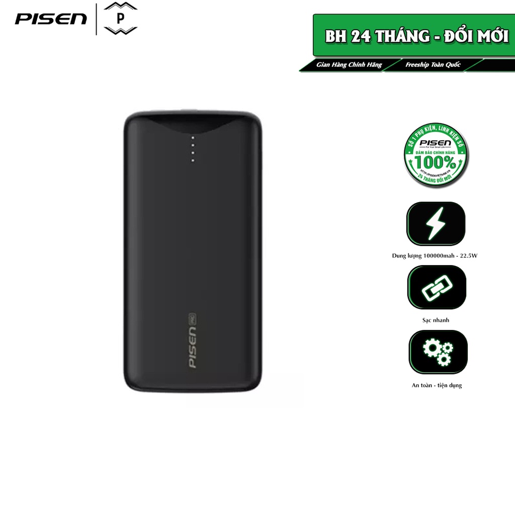 Sạc dự phòng cao cấp PISEN PRO ALL 10000mAh (QC/PD, FCP, Quick 22.5W) - Hỗ trợ sạc nhanh cho mọi thiết bị