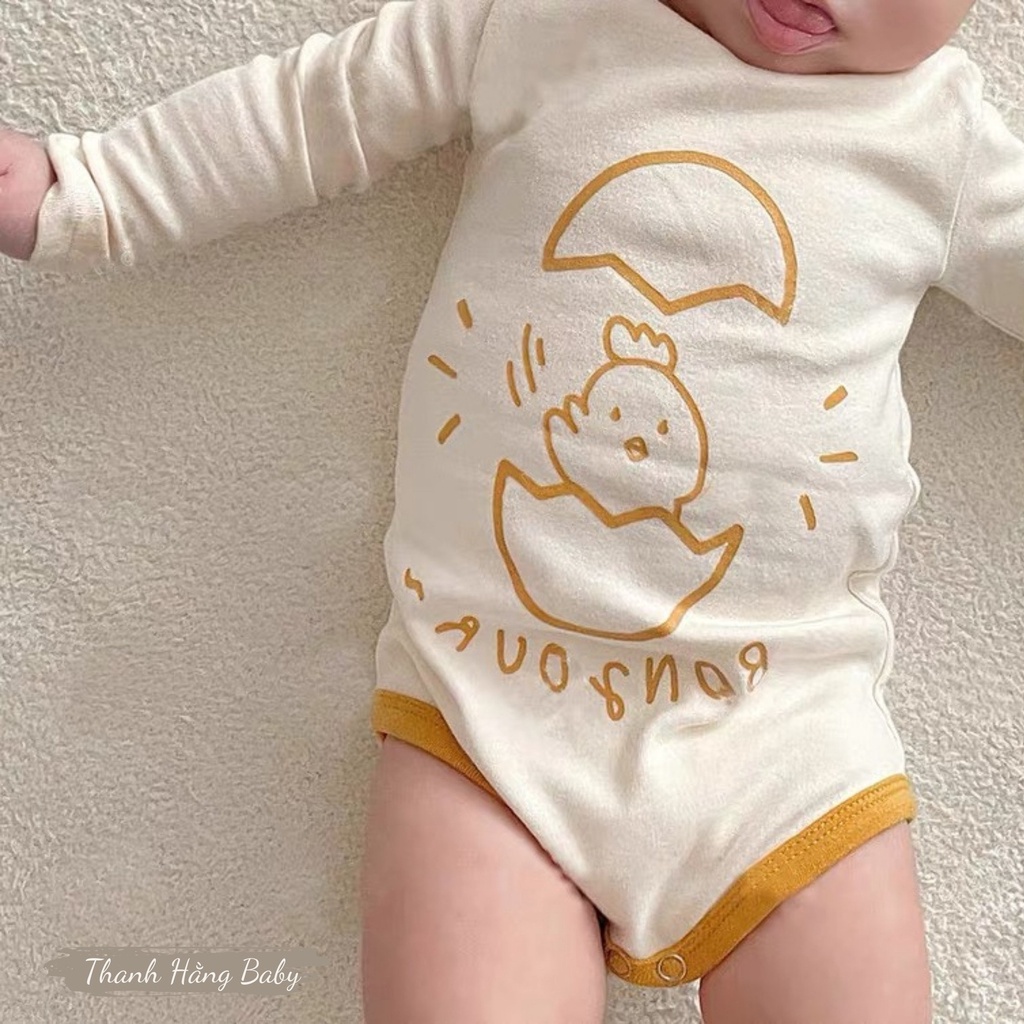 Bodysuit Dài Tay Cho Bé Trai Bé Gái, Body Dài Tay Cho Bé Kèm Turban Thanh Hằng Baby 5 - 13 Kg