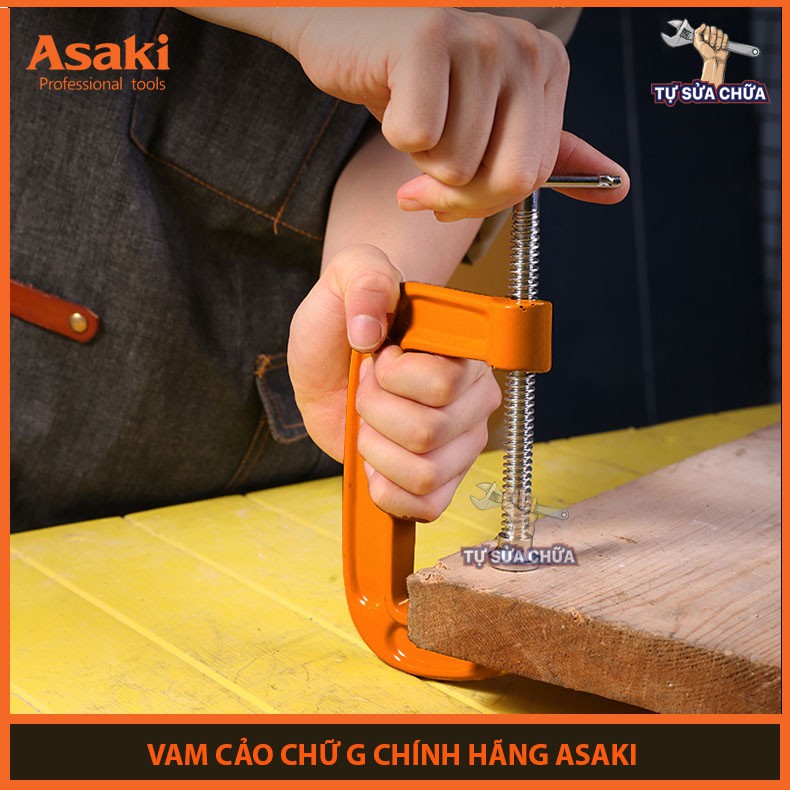 Vam chữ G kẹp gỗ 5 inch- 125mm chính hãng ASAKI AK-6264 (Cảo chữ C)