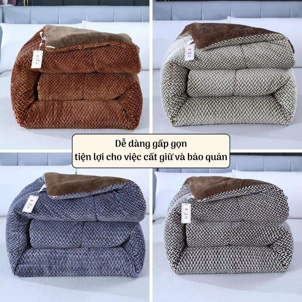 Chăn mền đại hàn 3 lớp siêu dày mùa đông nỉ nhung trần bông giữ nhiệt tốt siêu ấm Otama Bedding kích thước 2mx2m3