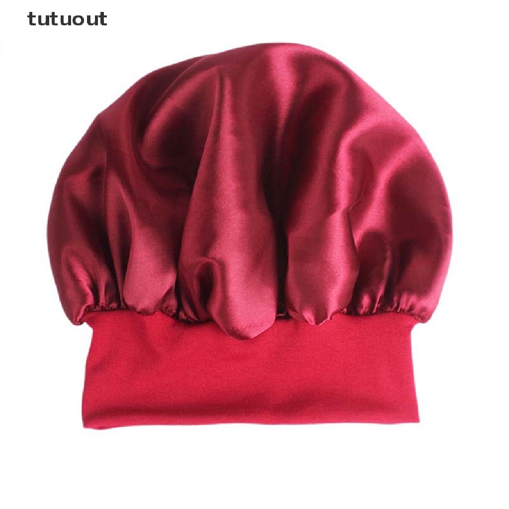 tutuout Solid Satin Bonnet Hair Styling Sleep Hat Wrap Shower Cap Hair Styling Tools TU