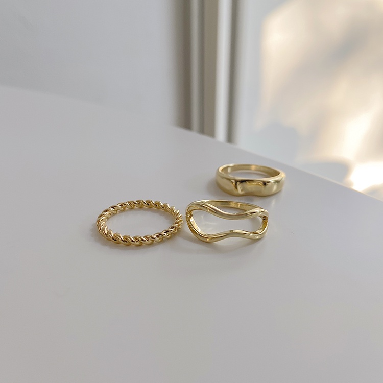Set Ba Nhẫn Xoắn 1054 Kiểu Dáng Đơn Giản Hợp Thời Trang