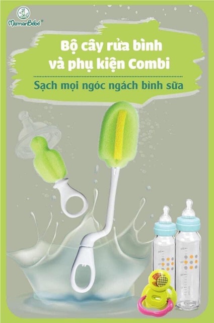 Bộ Cọ Bình Sữa Combi 360 độ hàng chính hãng cho bé